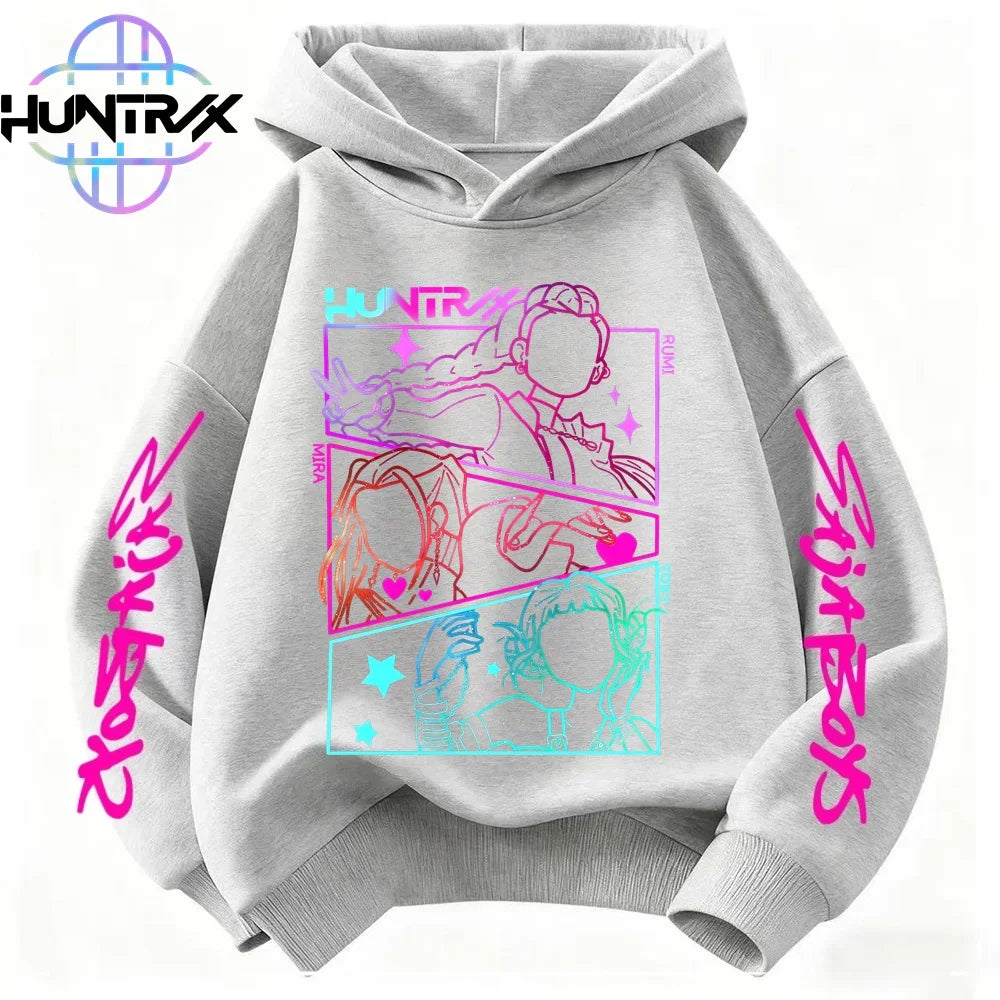 Kids' KPop Demon Hunters Hoodie 3-14Y Boys' Same Style As Hot Sale Anime Hoodie Soft Fleece 3D Print Autumn