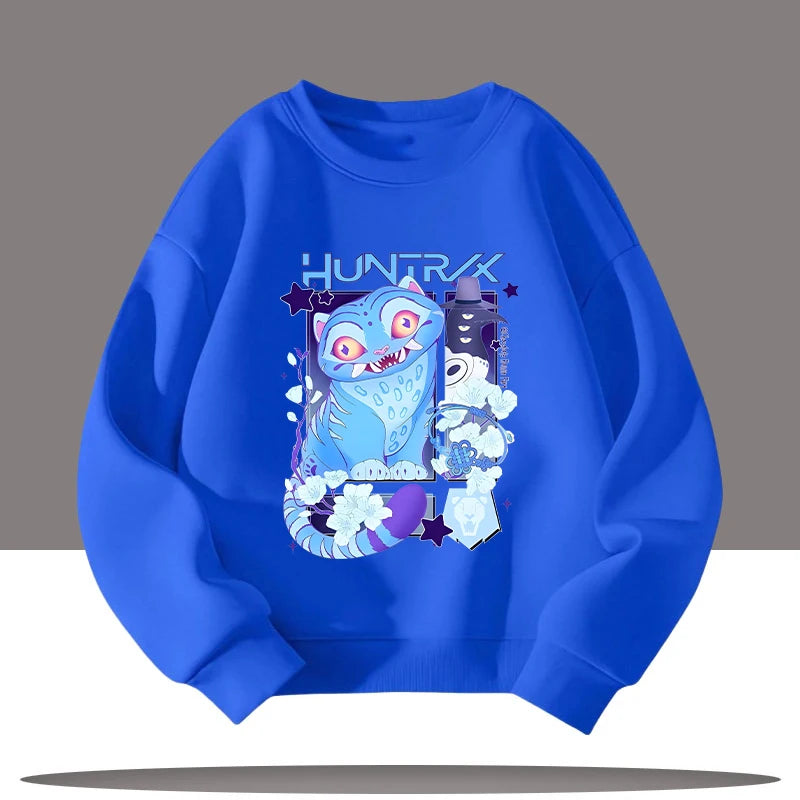 K-pop Demon Hunters New Children's Round-neck Sports Shirt with Cartoon Print - 3-12 Years Old Cute Girl Casual Top