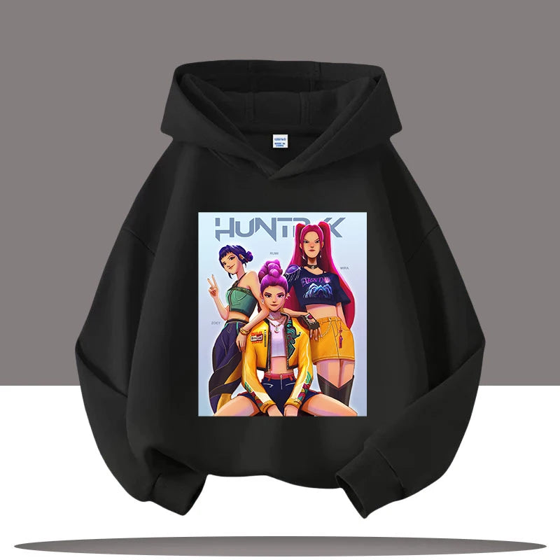 K-pop Demon Hunters Hoodies Boys Girls Long Sleeve Outerwear Saja Boys Print Hooded Coat for Children Fashion Pullover Kids Tops