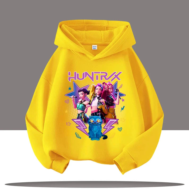 K-pop Demon Hunters Hoodies Boys Girls Long Sleeve Outerwear Saja Boys Print Hooded Coat for Children Fashion Pullover Kids Tops