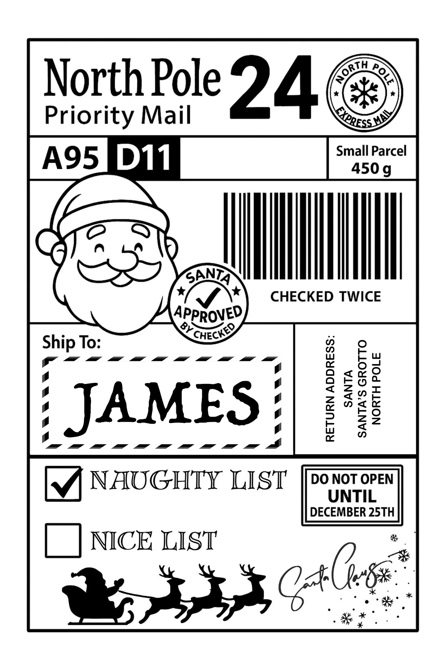 Personalised Santa Naughty or Nice Delivery Labels – North Pole Shipping Stickers
