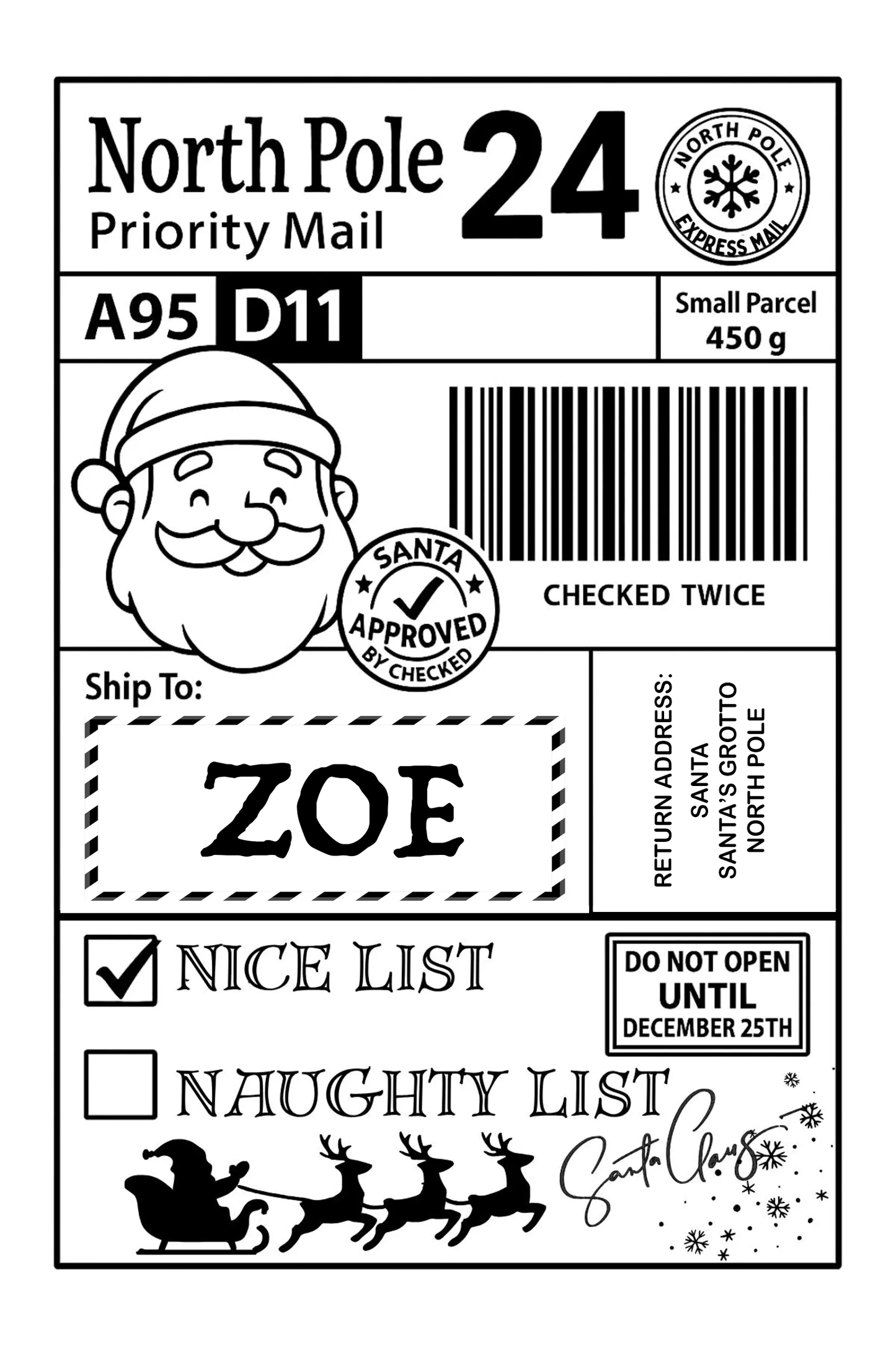 Personalised Santa Naughty or Nice Delivery Labels – North Pole Shipping Stickers