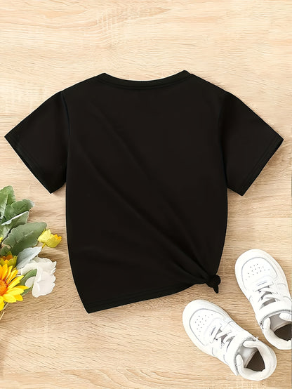 Boys' 67 Number & Hand Gesture Print T-Shirt - White 67 Number 7 & 6 Digits with Hand Symbols, Soft Stretch Knit Round Neck Casual Top for Spring Summer Fall, Math-Themed Outfit for Kids (Machine Washable)