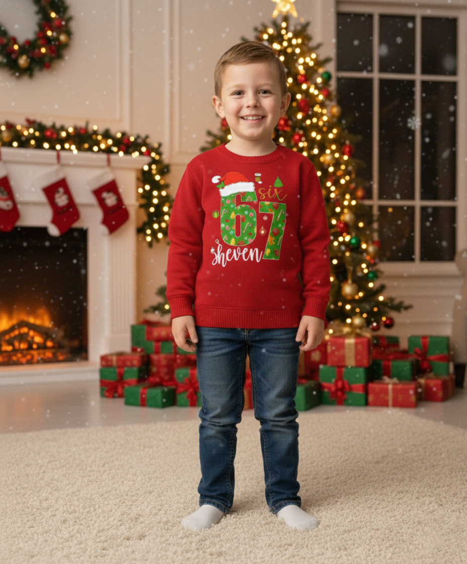 67 Christmas Jumper - Six Seven Christmas Sweater - 6 7 Trending Kids and Adult Sizes