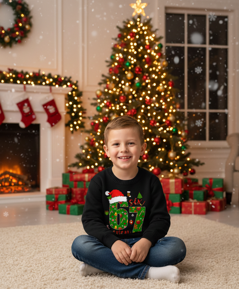 67 Christmas Jumper - Six Seven Christmas Sweater - 6 7 Trending Kids and Adult Sizes