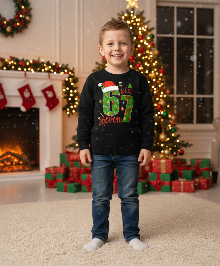 67 Christmas Jumper - Six Seven Christmas Sweater - 6 7 Trending Kids and Adult Sizes