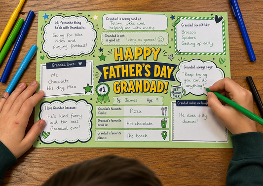 Custom Father's Day Card For Grandad and Dad - All About Me - Fun Fathers Day Gift