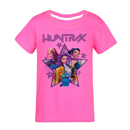 Children T-shirt for Boys Girls Fashion Anime Movie Tees Kids KPop Demon Hunters Huntrix Funny Short Sleeve T Shirt Gifts