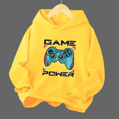 Boys Hoodies Long Sleeve Gamepad Print Children Spring Fall Hooded Sweatshirt Outdoor Stylish Boy Tops
