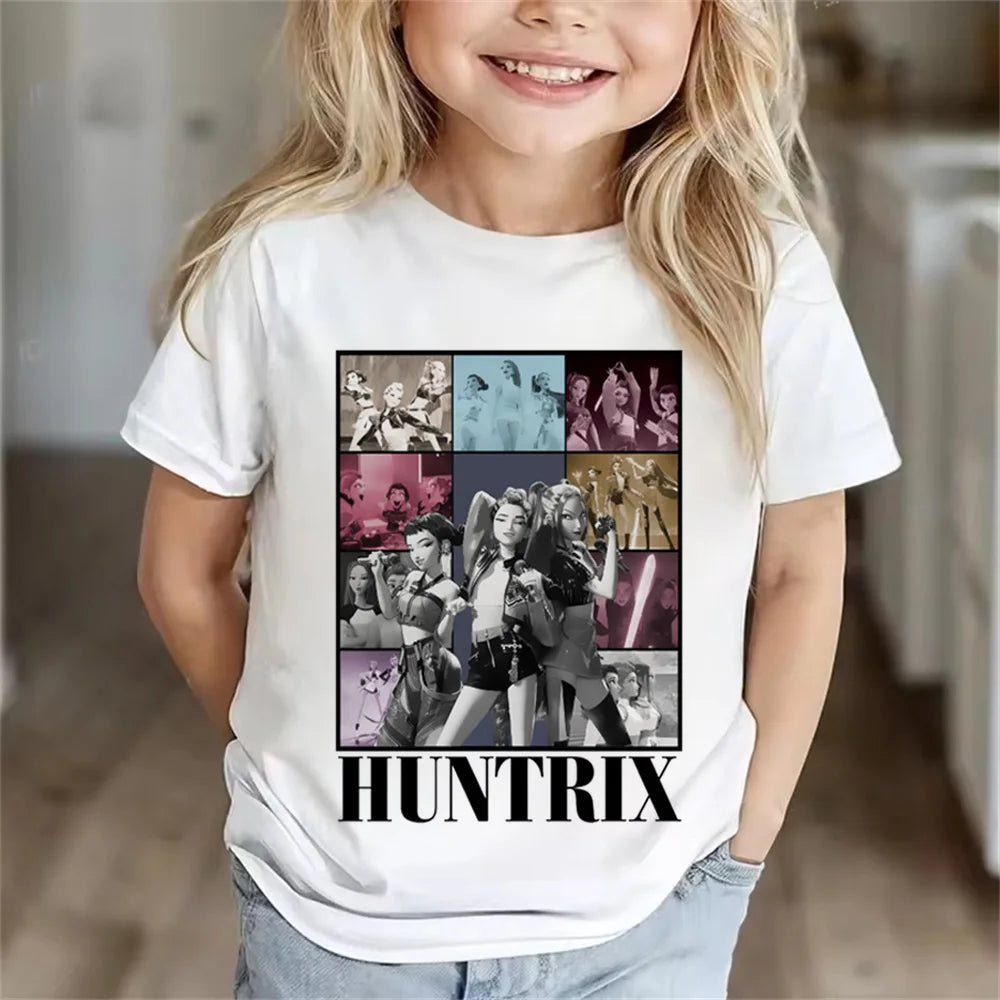 Children Clothes Girl Boy KPop Demon Hunters Soft Summer Tops 2025 Hot Movie Print T Shirts Print Kids T-shirt