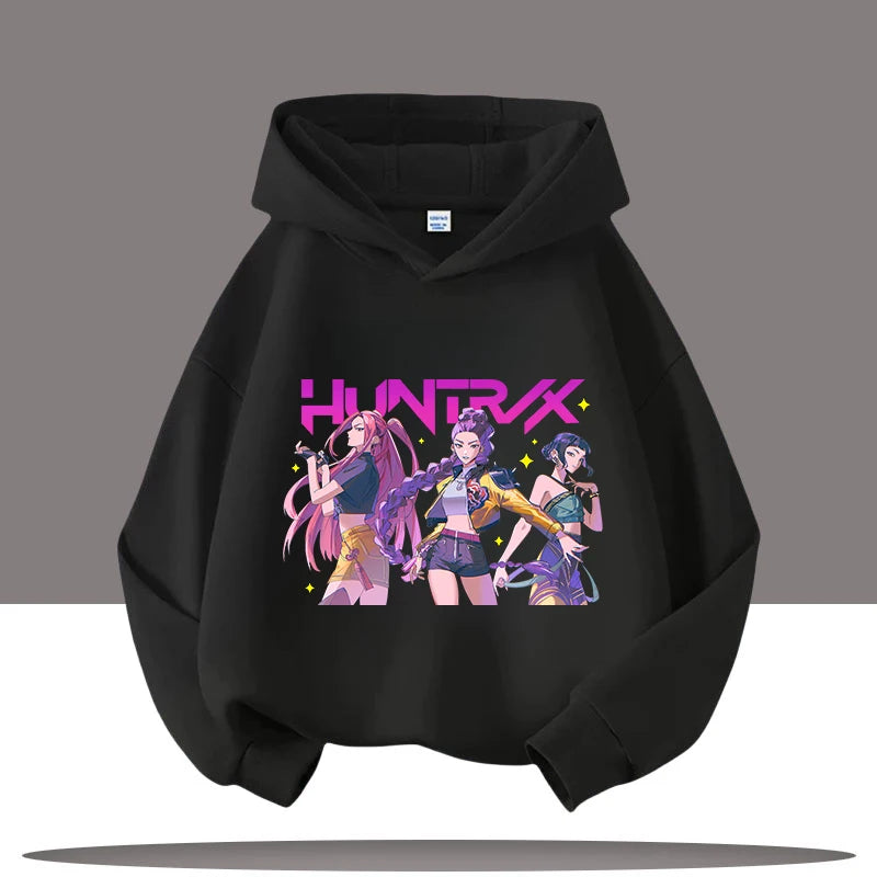K-pop Demon Hunters Hoodies Boys Girls Long Sleeve Outerwear Saja Boys Print Hooded Coat for Children Fashion Pullover Kids Tops