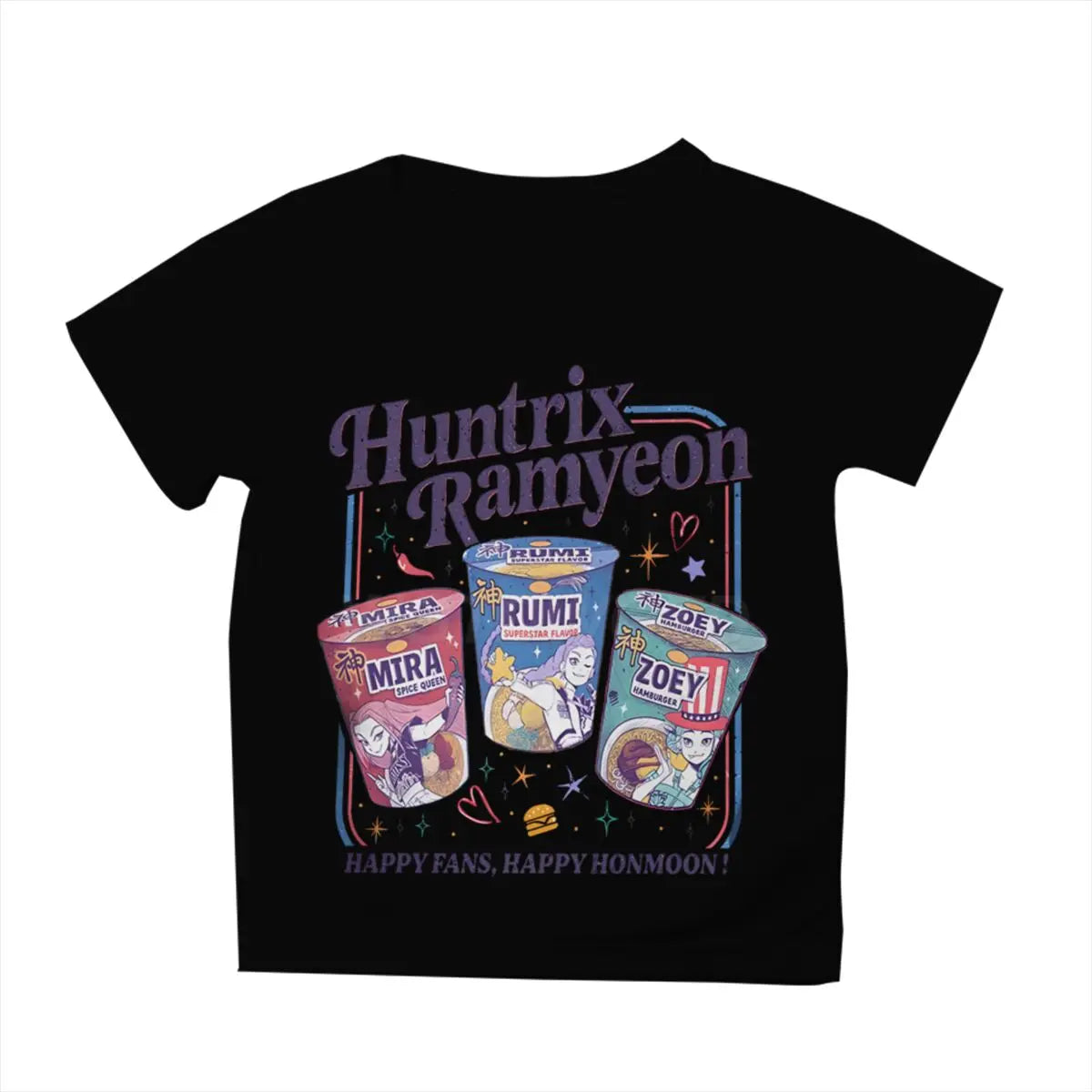 1 Kpop kids T-shirt made of skin-friendly fabric trendy anime style with fun instant noodles and letter prints