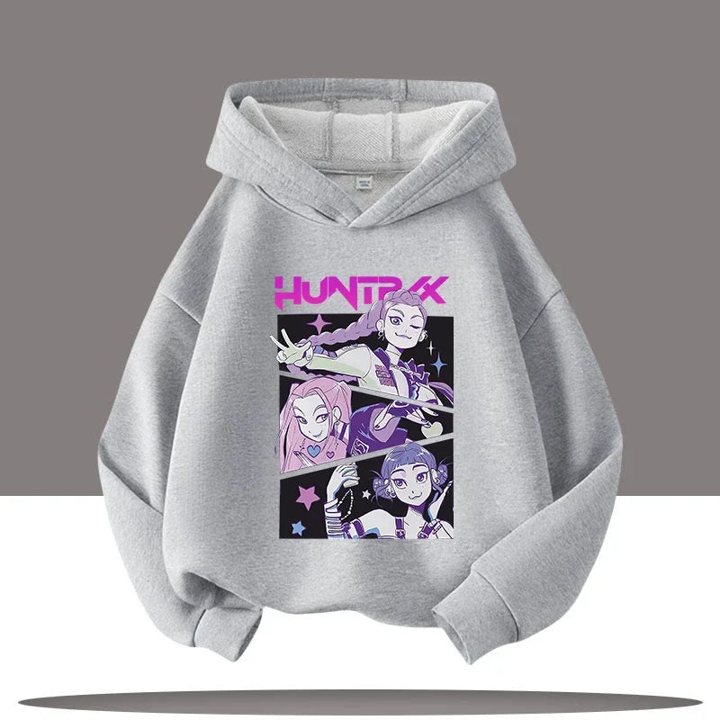 K-pop Demon Hunters Hoodies Boys Girls Long Sleeve Outerwear Saja Boys Print Hooded Coat for Children Fashion Pullover Kids Tops