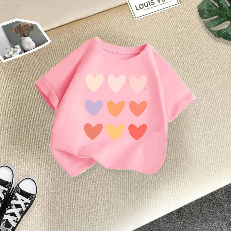Children's T-shirt Boys and Girls Casual Fashion Short-sleeved Baby Half-sleeved Round Neck Top Base Shirt Kids Clothes