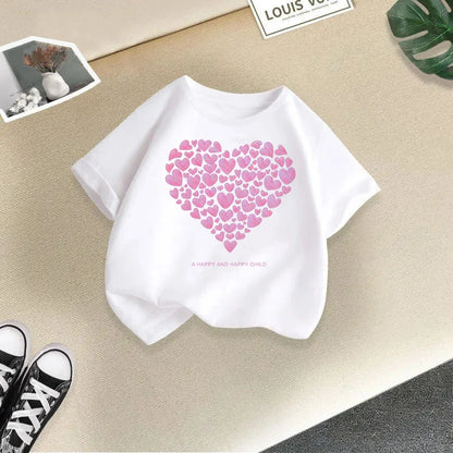 Children's T-shirt Boys and Girls Casual Fashion Short-sleeved Baby Half-sleeved Round Neck Top Base Shirt Kids Clothes
