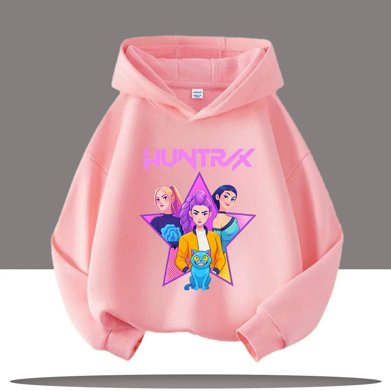 K-pop Demon Hunters Hoodies Boys Girls Long Sleeve Outerwear Saja Boys Print Hooded Coat for Children Fashion Pullover Kids Tops