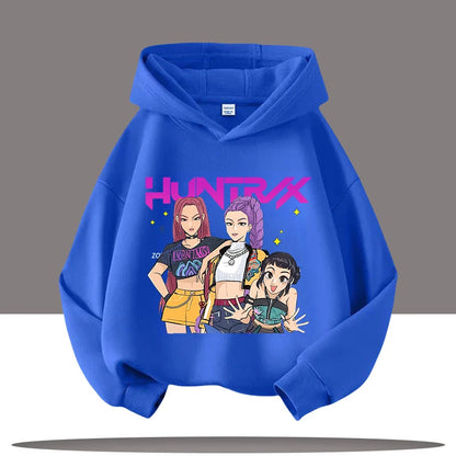 K-pop Demon Hunters Hoodies Boys Girls Long Sleeve Outerwear Saja Boys Print Hooded Coat for Children Fashion Pullover Kids Tops