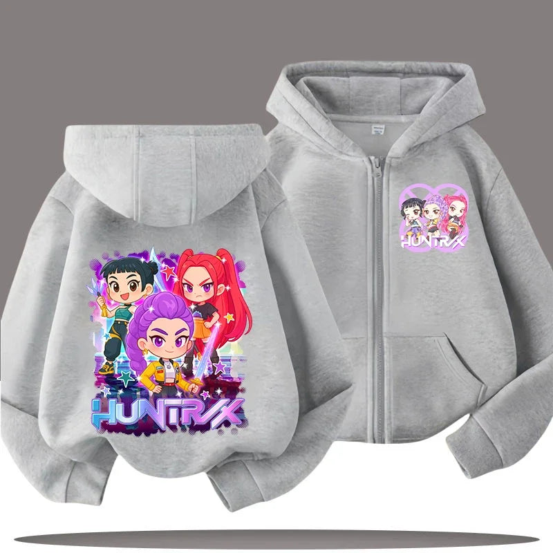 Kids Zip Up Hoodie Kpop Demon Hunters