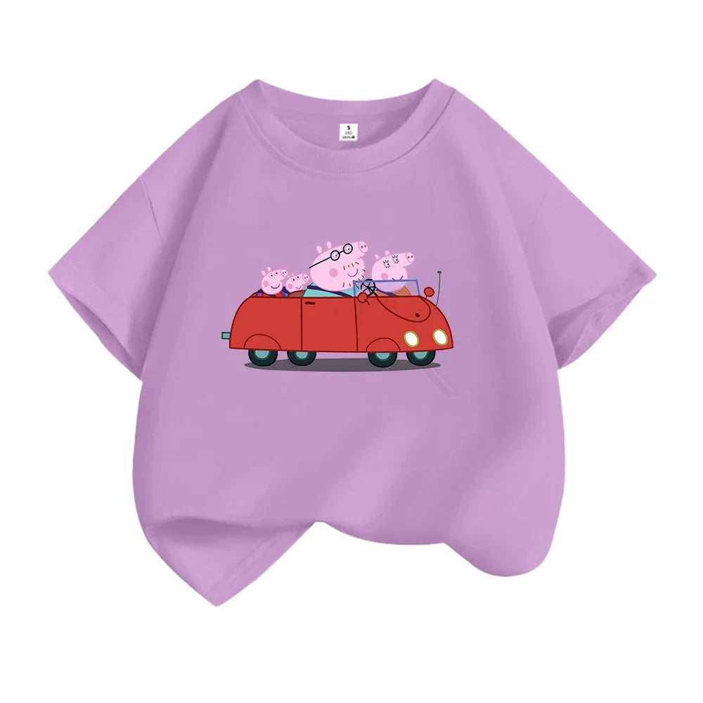 Kids T-shirt Clothes Peppa Pigs Girl Boy Short Sleeve Summer Tee Clothes Tops Cartoon Printing Children Shirt Birthday Gift