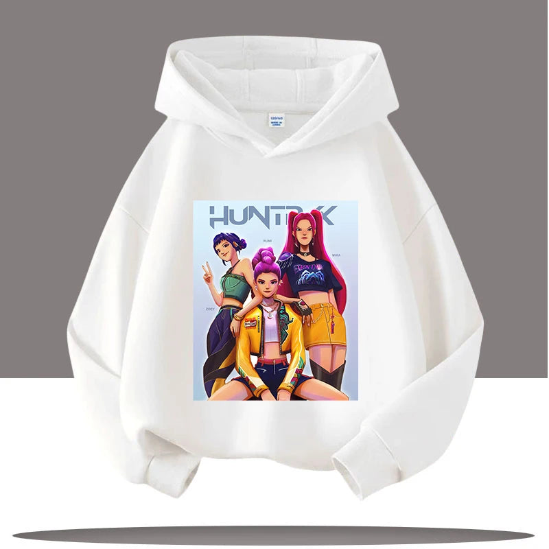 K-pop Demon Hunters Hoodies Boys Girls Long Sleeve Outerwear Saja Boys Print Hooded Coat for Children Fashion Pullover Kids Tops