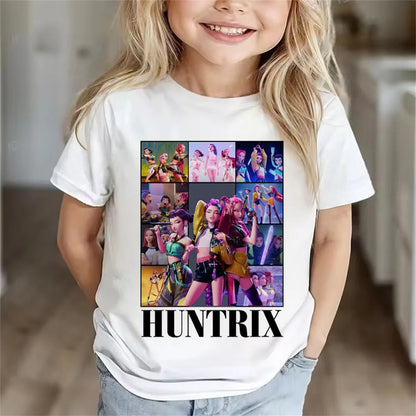 Children Clothes Girl Boy KPop Demon Hunters Soft Summer Tops 2025 Hot Movie Print T Shirts Print Kids T-shirt