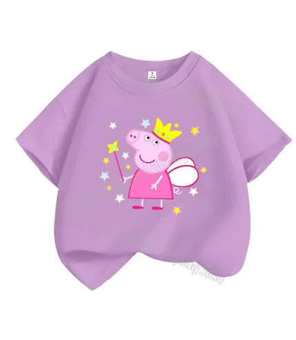 Kids T-shirt Clothes Peppa Pigs Girl Boy Short Sleeve Summer Tee Clothes Tops Cartoon Printing Children Shirt Birthday Gift