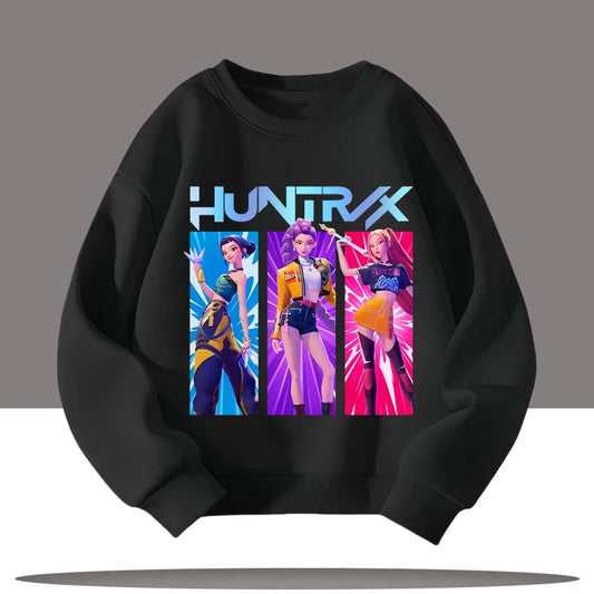 K-pop Demon Hunters New Children's Round-neck Sports Shirt with Cartoon Print - 3-12 Years Old Cute Girl Casual Top