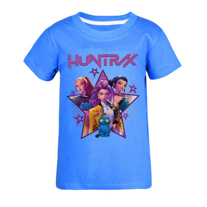 Children T-shirt for Boys Girls Fashion Anime Movie Tees Kids KPop Demon Hunters Huntrix Funny Short Sleeve T Shirt Gifts