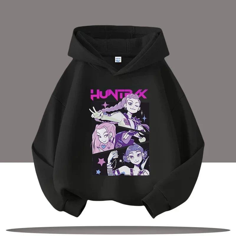K-pop Demon Hunters Hoodies Boys Girls Long Sleeve Outerwear Saja Boys Print Hooded Coat for Children Fashion Pullover Kids Tops