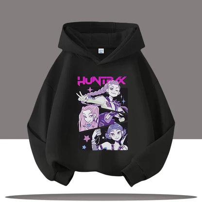 K-pop Demon Hunters Hoodies Boys Girls Long Sleeve Outerwear Saja Boys Print Hooded Coat for Children Fashion Pullover Kids Tops