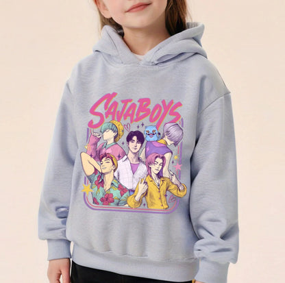 K-pop Demon Hunters Hoodies Boys Girls Long Sleeve Outerwear Saja Boys Print Hooded Coat for Children Fashion Pullover Kids Tops