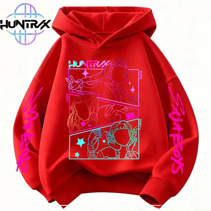 Kids' KPop Demon Hunters Hoodie 3-14Y Boys' Same Style As Hot Sale Anime Hoodie Soft Fleece 3D Print Autumn