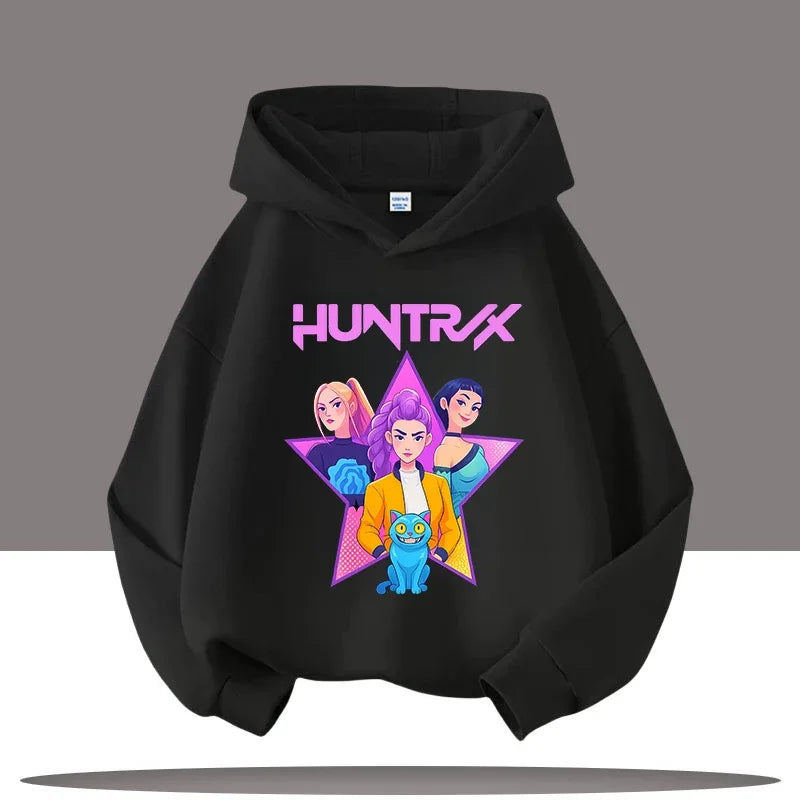 K-pop Demon Hunters Hoodies Boys Girls Long Sleeve Outerwear Saja Boys Print Hooded Coat for Children Fashion Pullover Kids Tops