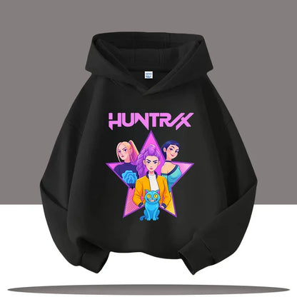 K-pop Demon Hunters Hoodies Boys Girls Long Sleeve Outerwear Saja Boys Print Hooded Coat for Children Fashion Pullover Kids Tops