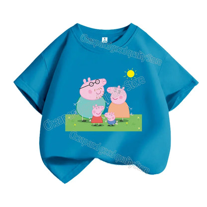 Kids T-shirt Clothes Peppa Pigs Girl Boy Short Sleeve Summer Tee Clothes Tops Cartoon Printing Children Shirt Birthday Gift