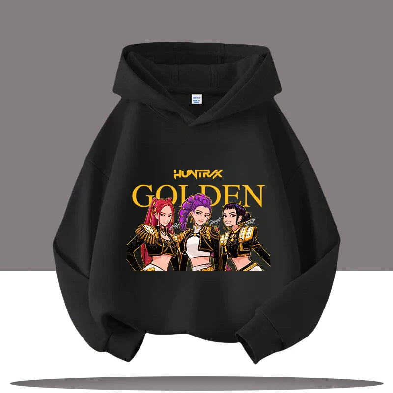 K-pop Demon Hunters Hoodies Boys Girls Long Sleeve Outerwear Saja Boys Print Hooded Coat for Children Fashion Pullover Kids Tops