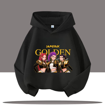 K-pop Demon Hunters Hoodies Boys Girls Long Sleeve Outerwear Saja Boys Print Hooded Coat for Children Fashion Pullover Kids Tops