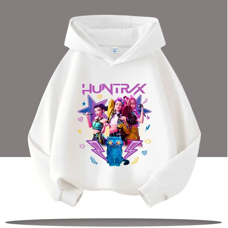 K-pop Demon Hunters Hoodies Boys Girls Long Sleeve Outerwear Saja Boys Print Hooded Coat for Children Fashion Pullover Kids Tops