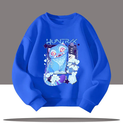 K-pop Demon Hunters New Children's Round-neck Sports Shirt with Cartoon Print - 3-12 Years Old Cute Girl Casual Top