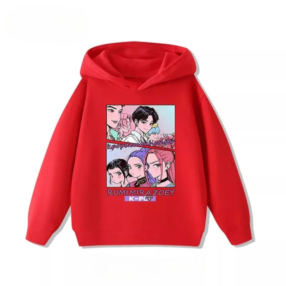 Trending Kpop Demon Hunter Children's Sweatshirt Boys and Girls Clothing Autumn and Winter Warm Children's Hoodie