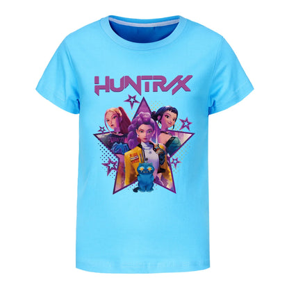 Children T-shirt for Boys Girls Fashion Anime Movie Tees Kids KPop Demon Hunters Huntrix Funny Short Sleeve T Shirt Gifts