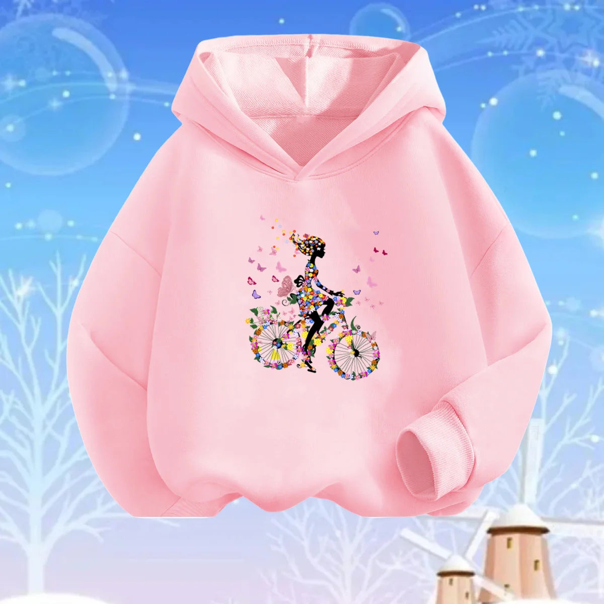 Kids Cartoon Hoodies Beauty Flower Unicorn Hoodey Sweatshirt Girls Fashion Harajuku Thin Basic Coat
