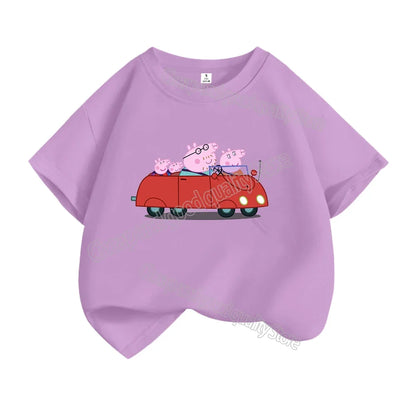 Kids T-shirt Clothes Peppa Pigs Girl Boy Short Sleeve Summer Tee Clothes Tops Cartoon Printing Children Shirt Birthday Gift