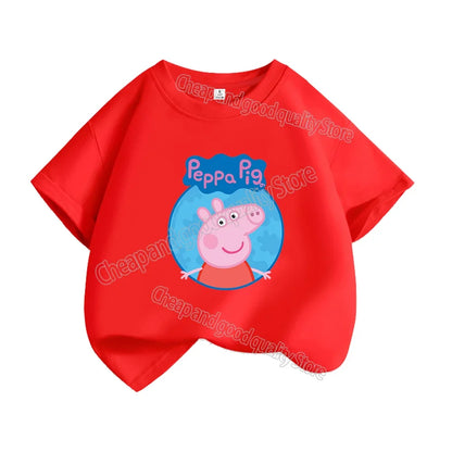 Kids T-shirt Clothes Peppa Pigs Girl Boy Short Sleeve Summer Tee Clothes Tops Cartoon Printing Children Shirt Birthday Gift
