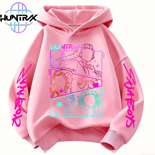 Kids' KPop Demon Hunters Hoodie 3-14Y Boys' Same Style As Hot Sale Anime Hoodie Soft Fleece 3D Print Autumn