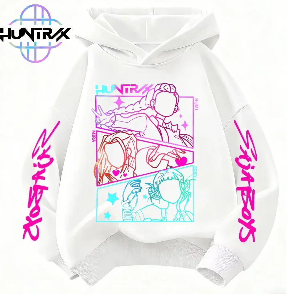 Kids' KPop Demon Hunters Hoodie 3-14Y Boys' Same Style As Hot Sale Anime Hoodie Soft Fleece 3D Print Autumn