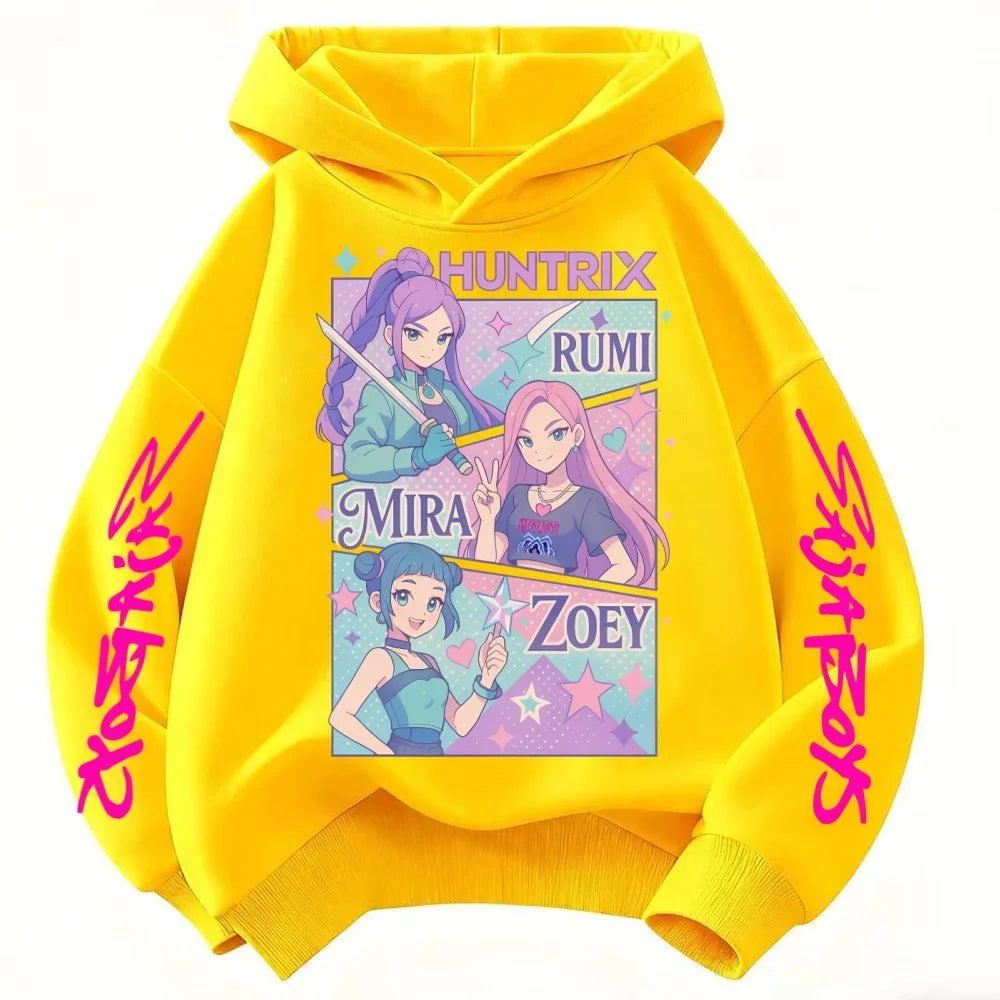 Kids' KPop Demon Hunters Hoodie 3-14Y Boys' Same Style As Hot Sale Anime Hoodie Soft Fleece 3D Print Autumn
