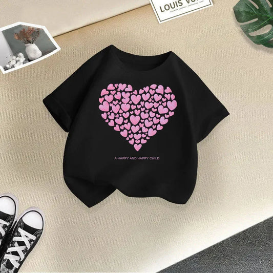 Children's T-shirt Boys and Girls Casual Fashion Short-sleeved Baby Half-sleeved Round Neck Top Base Shirt Kids Clothes