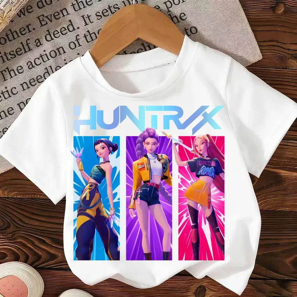Kpop Demon Hunters Cartoon T-shirts Cotton