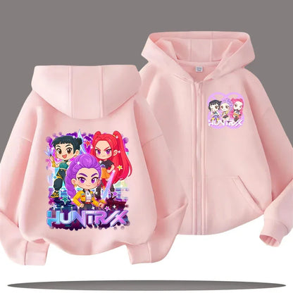 Kids Zip Up Hoodie Kpop Demon Hunters